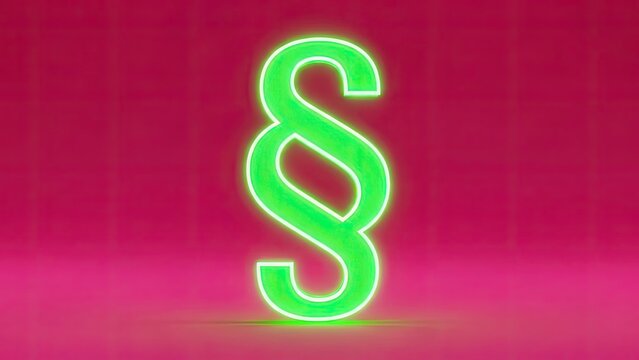Neon green paragraph symbol glows against a vivid pink backdrop, simple and striking