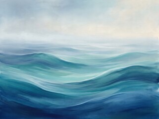 Obraz premium Abstract ocean waves with dynamic blue and teal colors, artistic water texture