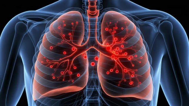 Lymphatic System Visualization Beneath Thoracic CT Scan Layers for Medical Education