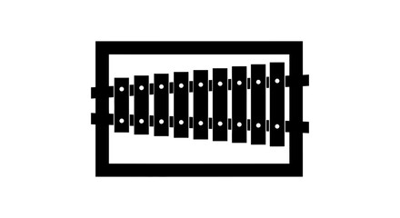 Naklejka premium A black silhouette depicts a rectangular xylophone with multiple bars a musical instrument silhouette
