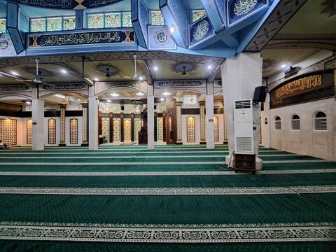 Quiet Interior of Al Jihad Mosque Medan After Dhuhr Congregational Prayer.