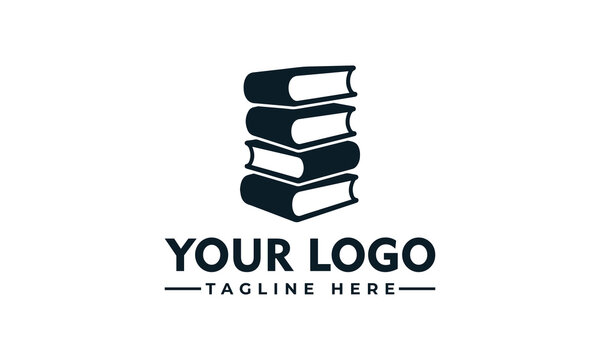 3D book tower logo design template for education publishing library concept
