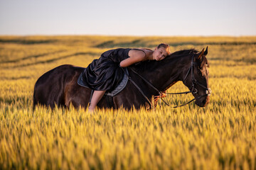Beautiful woman wtih horse in coutriside © muro