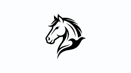 Fototapeta premium Minimalist black horse head profile vector logo.