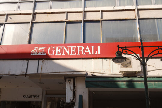 Building facade with Generali sign and windows, Patras