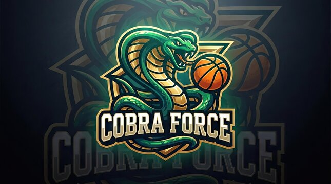 Cobra snake basketball mascot logo for esports team.
