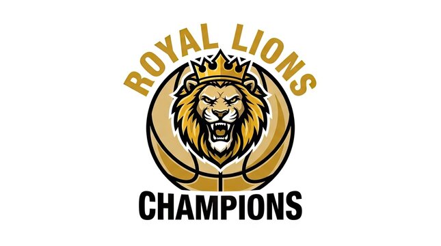 Royal Lions basketball logo with crowned lion mascot head