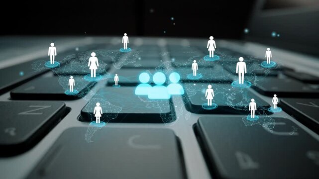 Digital Network Connection Concept Illustrating People Communication Through Technology on a Laptop Keyboard Global Reach Interaction. Entropy.