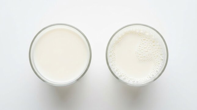 Milk in Glass Bowls Seen from Directly Above