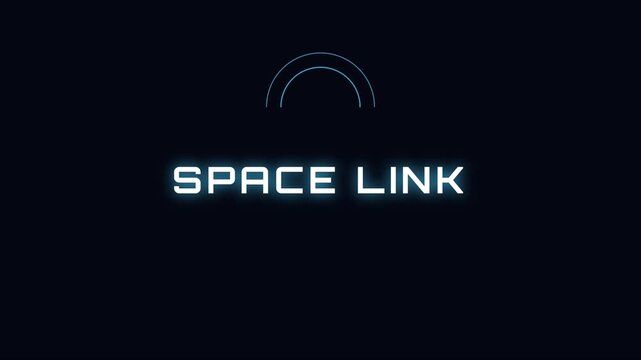Space link futuristic hud interface with glowing neon typography and minimalist circular loading animation for sci-fi tech projects 4k