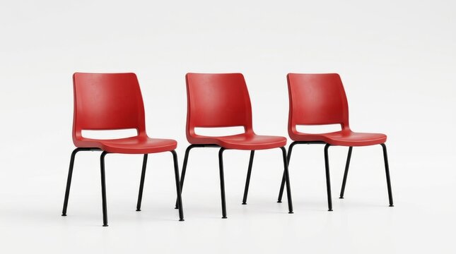 Bright Red Seats at Bus Stop with Clean Background