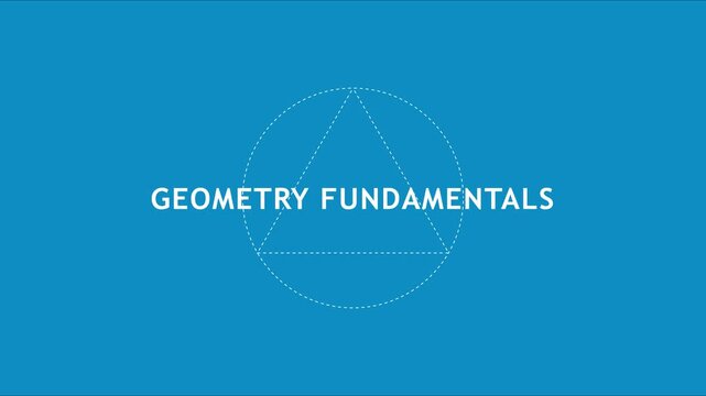 Geometry fundamentals educational motion with triangle and circle outline on blue animation 4k background