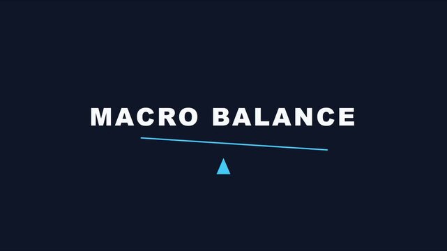 Macro balance concept animation: minimalist financial stability and economic equilibrium 4k business concept
