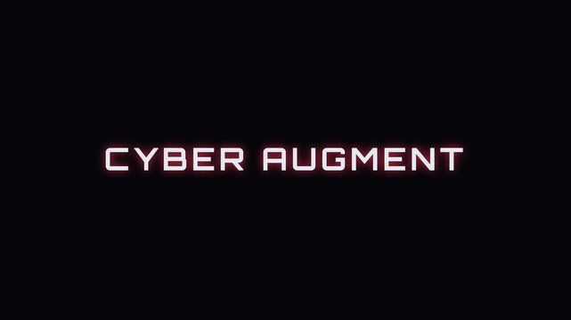 Cyber augment neon text animation with pulsing circular hud interface 4k