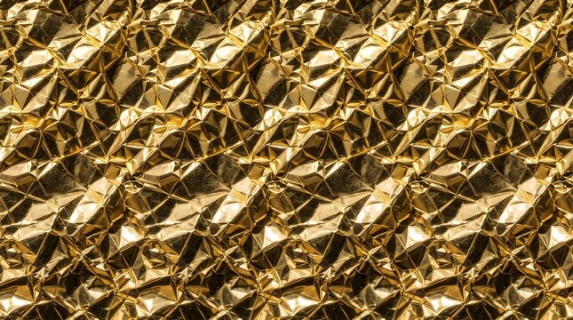 Intricate Golden Origami and Geometric Metallic Foil Pattern with Abstract Ornate Textures