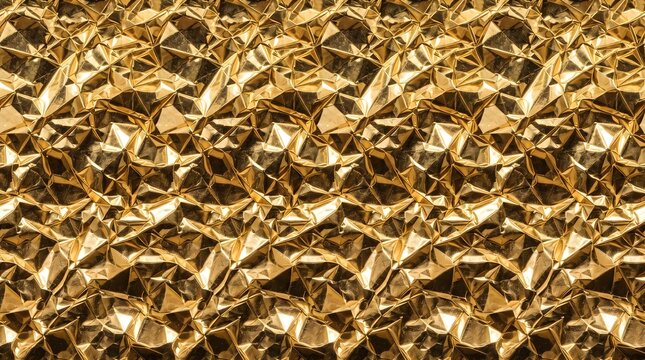 Intricate Golden Origami and Geometric Metallic Foil Pattern with Abstract Ornate Textures