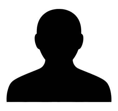 Solid black human avatar silhouette icon representing personal user profile or account settings interface.