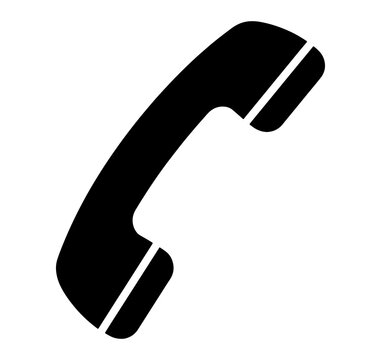Classic telephone handset black silhouette icon for customer support isolated on a transparent background set.