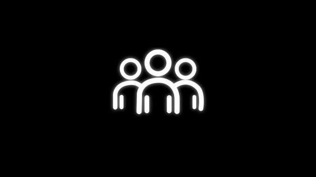 Minimalist team members line art animated icon for community and group concept. Line icon people team concept animation.
