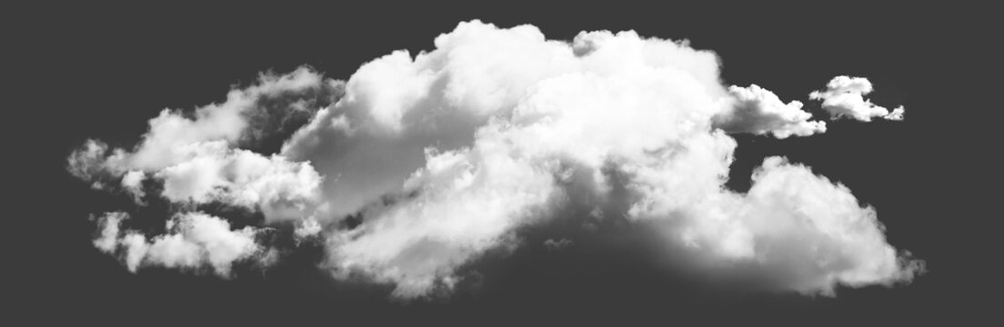 Fluffy white cloud isolated on dark background isolated on transparent background