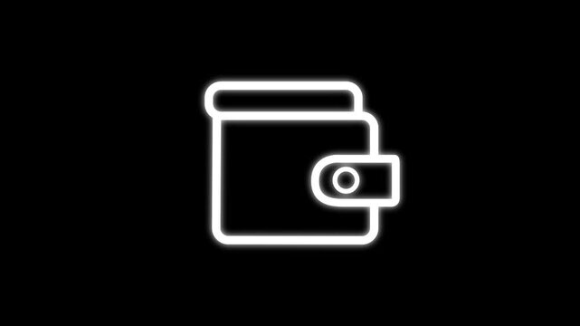 Leather Money Wallet Line Icon animation. Animated line art cash wallet icon representing personal finance savings electronic wallet and digital payment icon.
