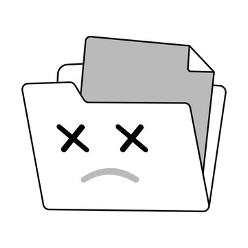 A file folder marked with crossed eyes to represent unavailable or missing contents.