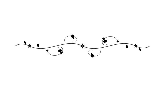 Elegant hand-drawn floral vine border illustration on white background.