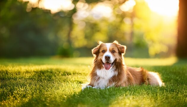 dog lying on grass in park