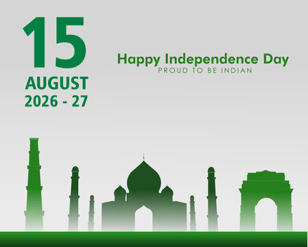 vector illustration of 15th August India Happy Independence Day.