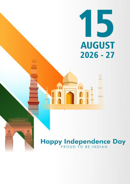 vector illustration of 15th August India Happy Independence Day.