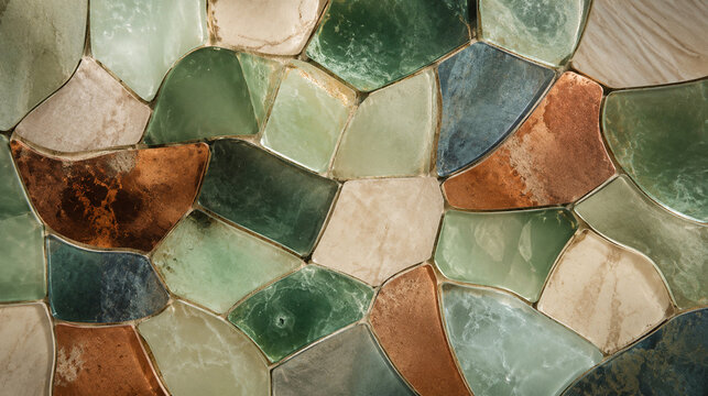 Mosa&iuml;que organique en verre et pierre naturelle