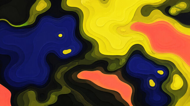 Carte topographique abstraite aux couleurs vibrantes