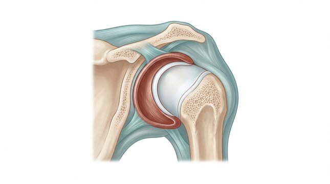 The anatomy of the shoulder joint with an emphasis on the labrum and its relation to the tendons and ligaments in sports medicine.