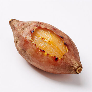 Claymation Potato Japan. Japanese-Style Roasted Sweet Potato Isolated On White Background