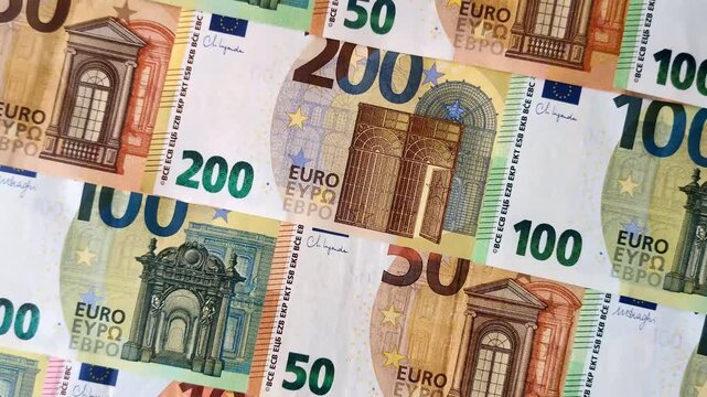 Paper cash euro as a means of payment and exchange in Europe. Euro banknotes