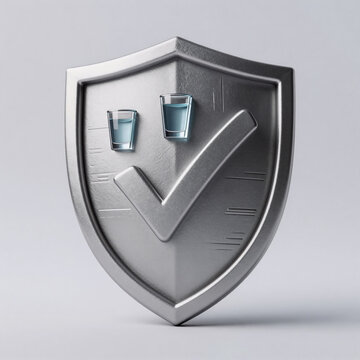 Graffiti Insurance Insignia. A 3D Glass-Style Shield With Checkmark And Insurance Icons