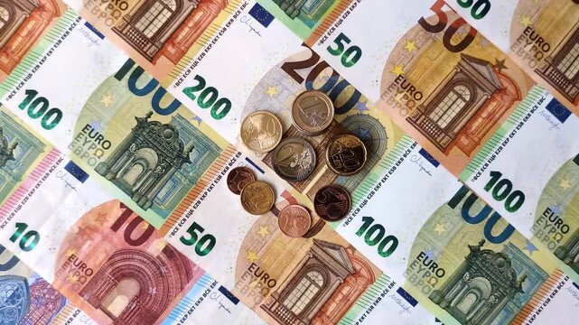 Paper cash euro as a means of payment and exchange in Europe. Euro banknotes