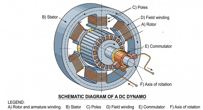 Schematic diagram of a DC dynamo