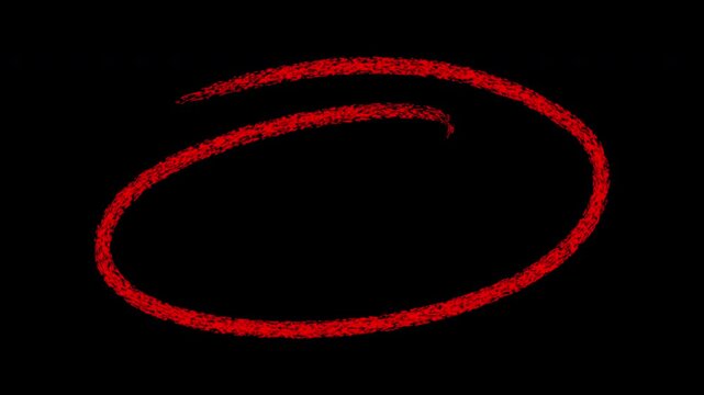 Hand-drawn red circle animation overlay on transparent background, for highlighting and, emphasis scribble
