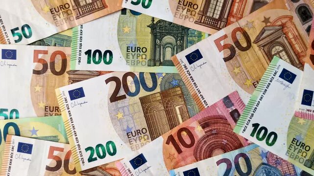 Paper cash euro as a means of payment and exchange in Europe. Euro banknotes
