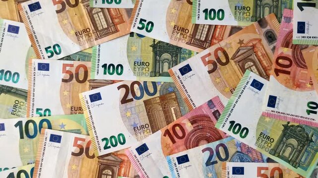 Paper cash euro as a means of payment and exchange in Europe. Euro banknotes