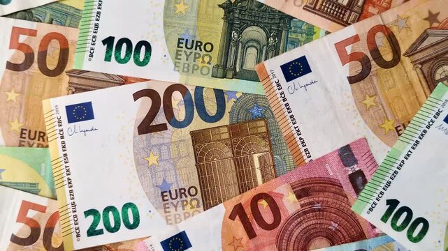 Paper cash euro as a means of payment and exchange in Europe. Euro banknotes