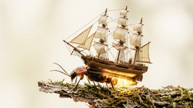 Firefly carrying a miniature sailing ship