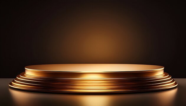 elegant golden pedestal with curved design against a dark background perfect for product display or award ceremonies