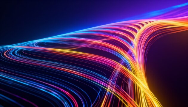 Neon Light Trails Abstract Flow