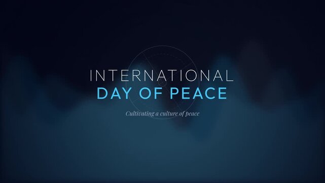 International Day of Peace text animation with abstract colorful flowing waves background
