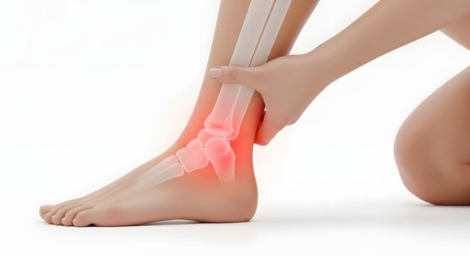 Ankle Pain and Joint Inflammation Medical Visualization Showing Localized Discomfort and Injury Symptoms in the Foot and Lower Leg