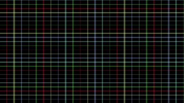 A seamless loop displays a geometric grid pattern with colored lines.