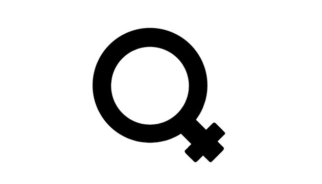 A black female symbol (Venus symbol) oriented diagonally against a plain white background.