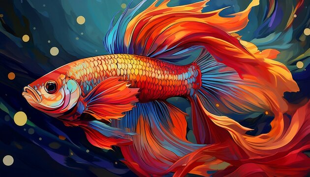 vibrant orange red betta fish